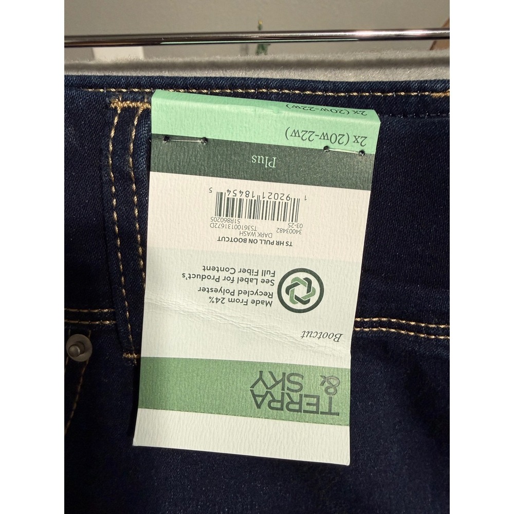 Terra & Sky Bootcut Jeans Womens 2X (20W-22W) Dark Wash New Pull On High Rise - Picture 8 of 8